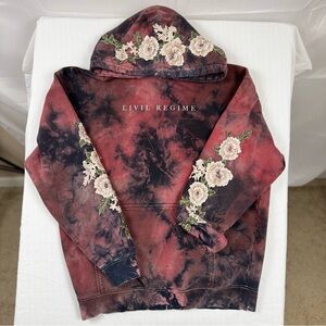Civil Regime Lava Marble Floral Embroidered Hoodie - Medium
